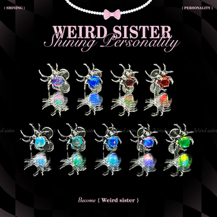 WEIRD 防过敏 SISTER爆闪欧泊钛合金澳宝小蜘蛛耳骨钉植入级个性