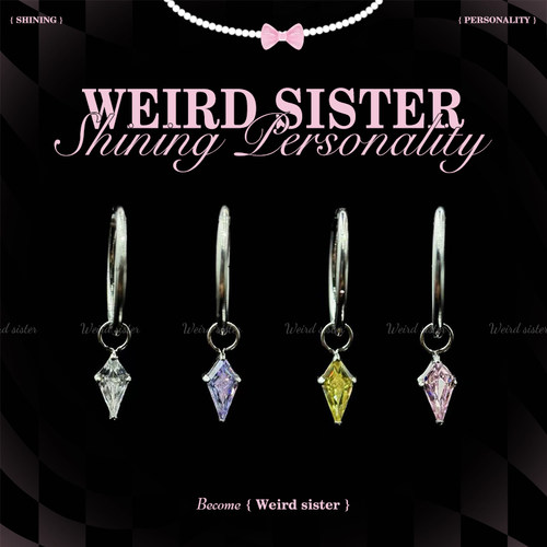 WEIRD SISTERF136钛合金菱形跑环吊坠耳圈防过敏