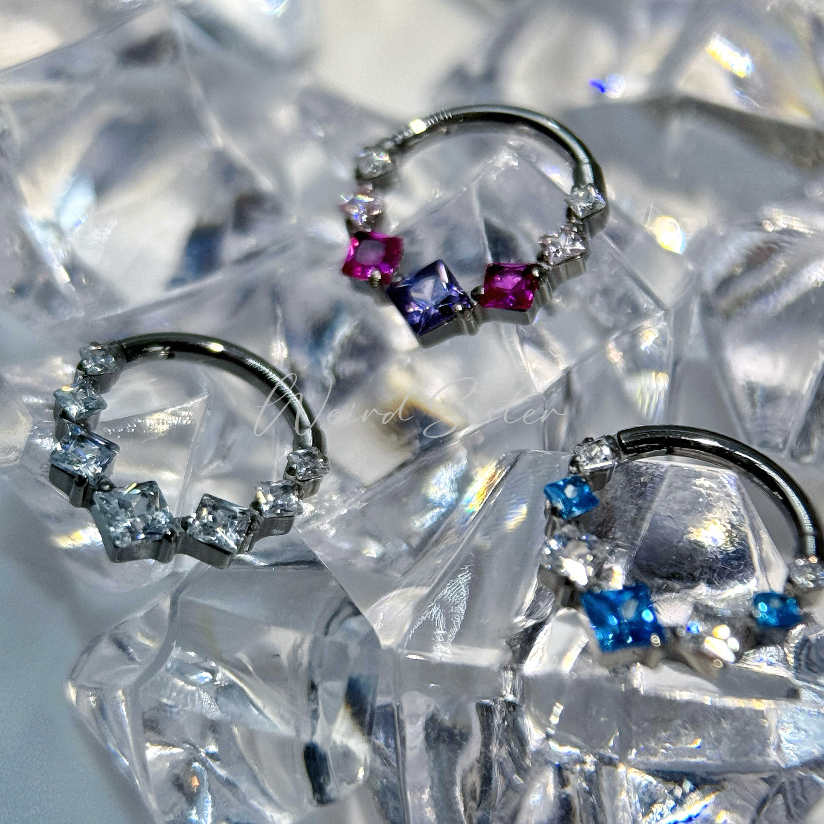 F136钛合金8mm紫藤环16G方锆耳骨环耳圈鼻中隔环防过敏