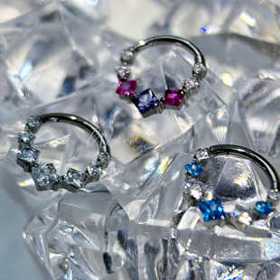 F136钛合金8mm紫藤环16G方锆耳骨环耳圈鼻中隔环防过敏