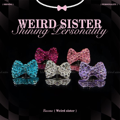 WEIRD SISTER大蝴蝶结0.9牙钛合金耳钉内螺纹耳骨钉免摘防过敏