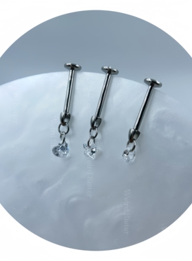 钛合金锆石吊坠耳钉耳骨钉rook爱心水滴耳坠内螺纹养耳洞