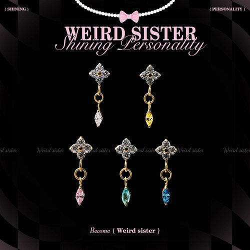 WEIRD SISTER镀金四叶草吊坠精致轻奢钛合金耳骨钉耳屏钉内螺旋