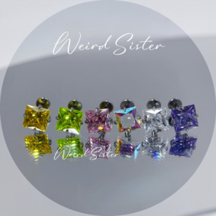 F136医用钛合金爆闪方糖耳骨钉耳蜗钉6A级锆石养耳洞防过敏