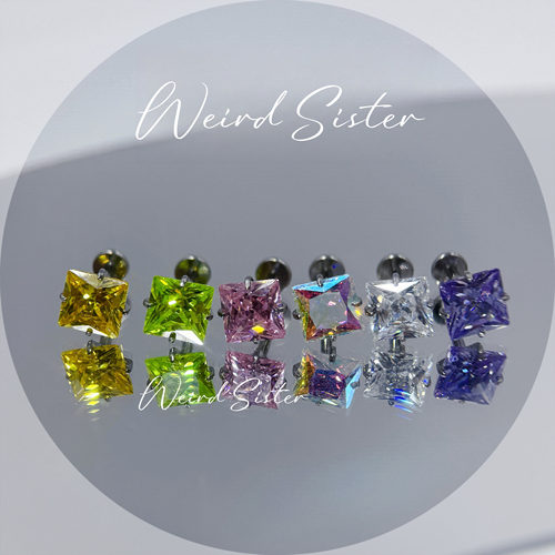 F136医用钛合金爆闪方糖耳骨钉耳蜗钉6A级锆石养耳洞防过敏