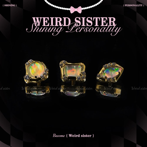 WEIRD SISTER镀金极光澳宝F136钛合金内螺纹耳蜗耳骨钉防过敏免摘