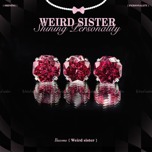 WEIRD SISTER草莓熊钛合金0.9牙耳钉内螺纹耳骨钉免摘防过敏