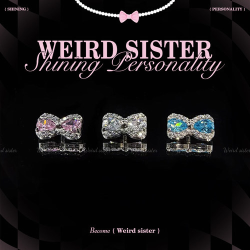 WEIRD SISTER可爱kt蝴蝶结F136钛合金内螺纹平底钉耳骨钉防过敏