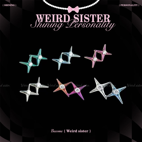 WEIRD SISTER双星芒改色耳钉0.9牙耳钉内螺纹耳骨钉免摘防过敏