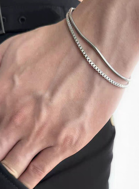 蛇骨双层手链男女钛钢小众高级设计感个性ins潮百搭情侣配饰礼物