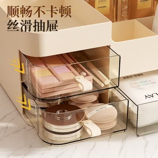 化妆品收纳盒桌面高级感带镜子一体梳妆台上护肤品置物架化妆箱柜