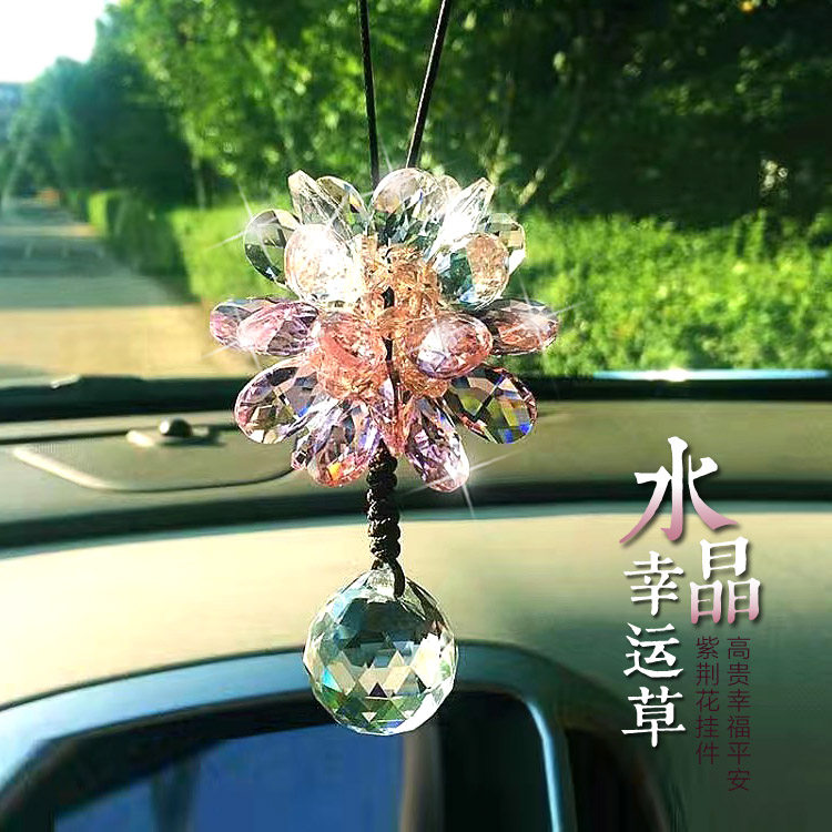 汽车水晶挂件车内幸运草吊饰吊坠高档女神车载后视镜挂饰精品水晶