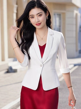 白色七分袖小西装外套女新款2025夏装时尚修身高端百搭休闲女上衣