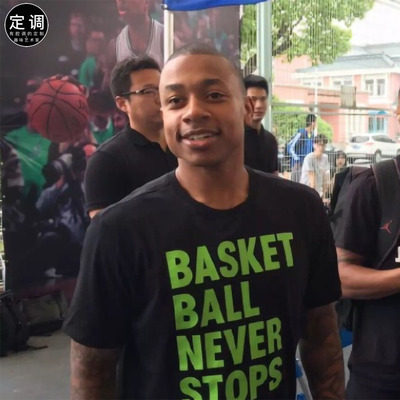 basketball never stops小托马斯nba篮球明星纯棉短袖t恤字母