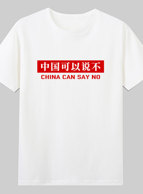 中国可以说不奉陪到底印文字爱国正能量口号文字纯棉短袖T恤衣服
