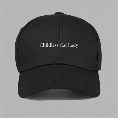 Childless cat lady always 猫奴女铲屎官棒球帽做旧鸭舌帽子