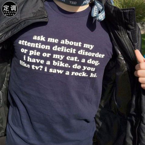 attention deficit disorder注意缺陷障碍英文字母印花短袖t恤潮