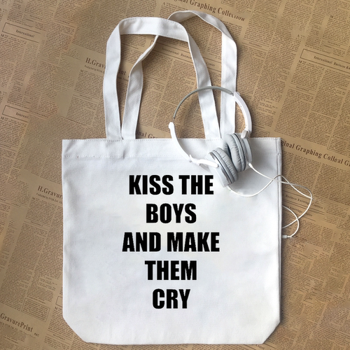 kiss the boys and make them cry有趣味搞笑字母女权主义帆布包