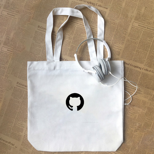 GitHub章鱼猫极客程序员  棉帆布包手提袋