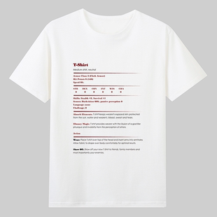 DND龙与地下城游戏道具cos衣服文字纯棉短袖T恤上衣服体恤怀旧