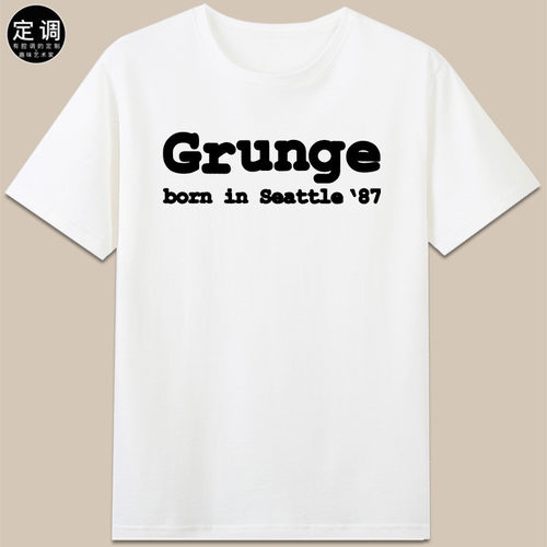 grunge垃圾摇滚乐邋遢油渍音乐英文字母定制文字潮短袖t恤衣服diy