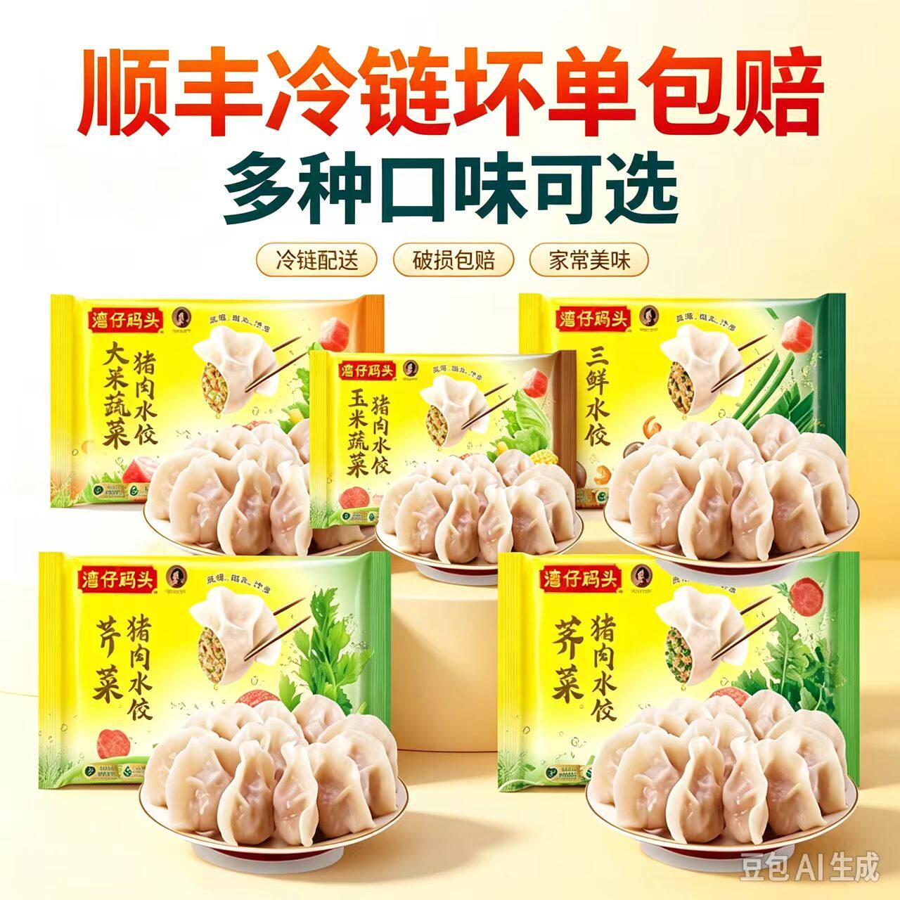 湾仔码头3kg玉米三鲜白菜水饺