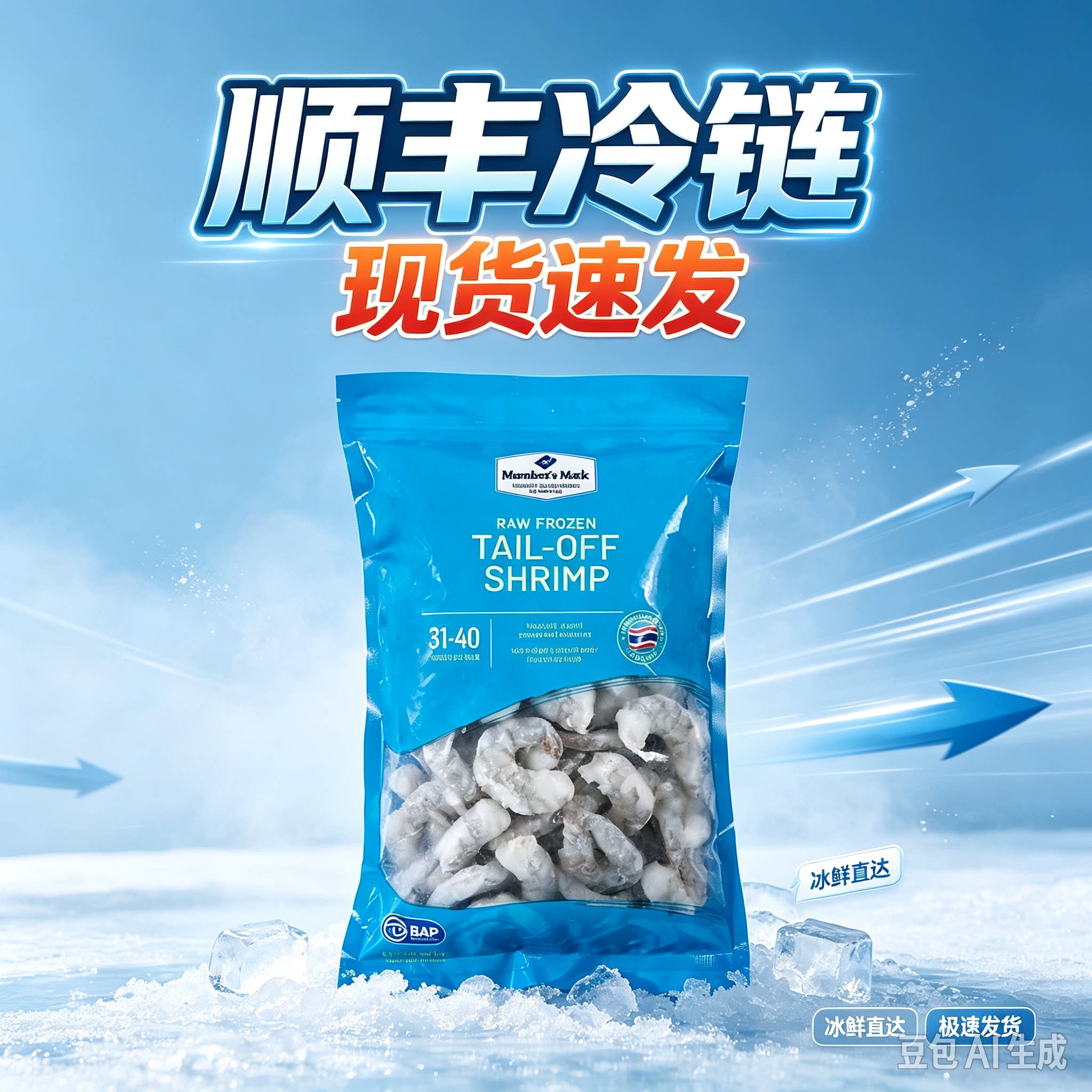 山姆代购生冷冻大虾仁908g