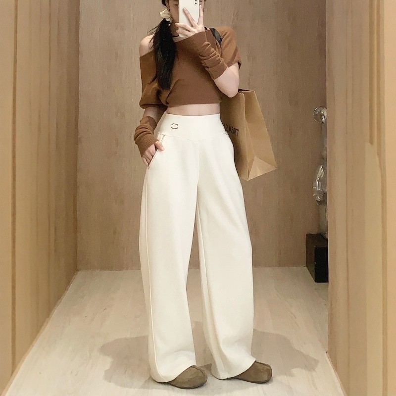 松紧高腰宽松显瘦百搭弯刀裤