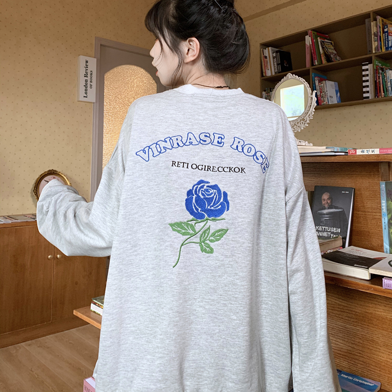 Real shot spot spring new Korean versatile loose thin letter embroidered sweater jacket for women