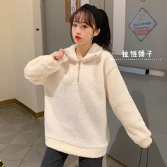 Real shot autumn versatile half zipper cashmere sweater for female lambs
