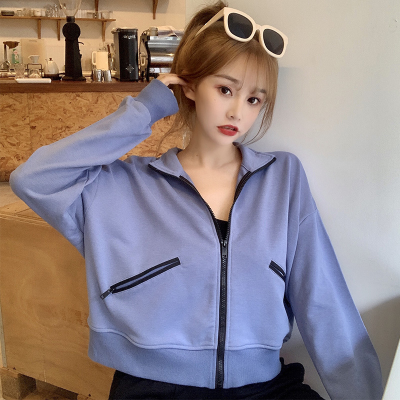 Korean version of autumn clothing loose and cool cool Hong Kong Style ins short long sleeve coat female student 6535 fish scale