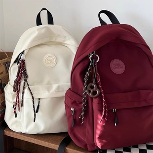 小众双肩包大学生通勤初中女生书包日韩系简约背包学生书包纯色