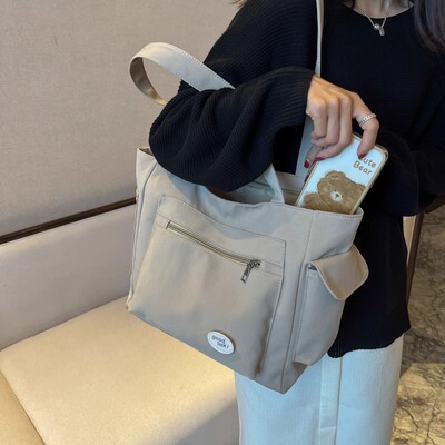 大容量帆布包女2025新款时尚初高中学生上课电脑包单肩手提托特包