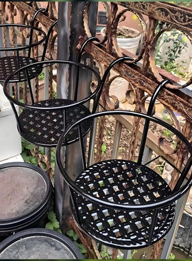 加粗栏杆花架阳台悬挂式铁艺花篮栏杆护栏窗台花盆置物架花盆承重