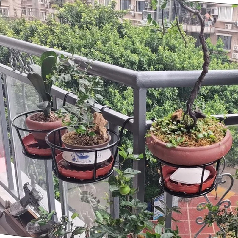 防盗网阳台花盆架防护栏盆栽植物室外阳台吊兰加粗防盗窗简约古风