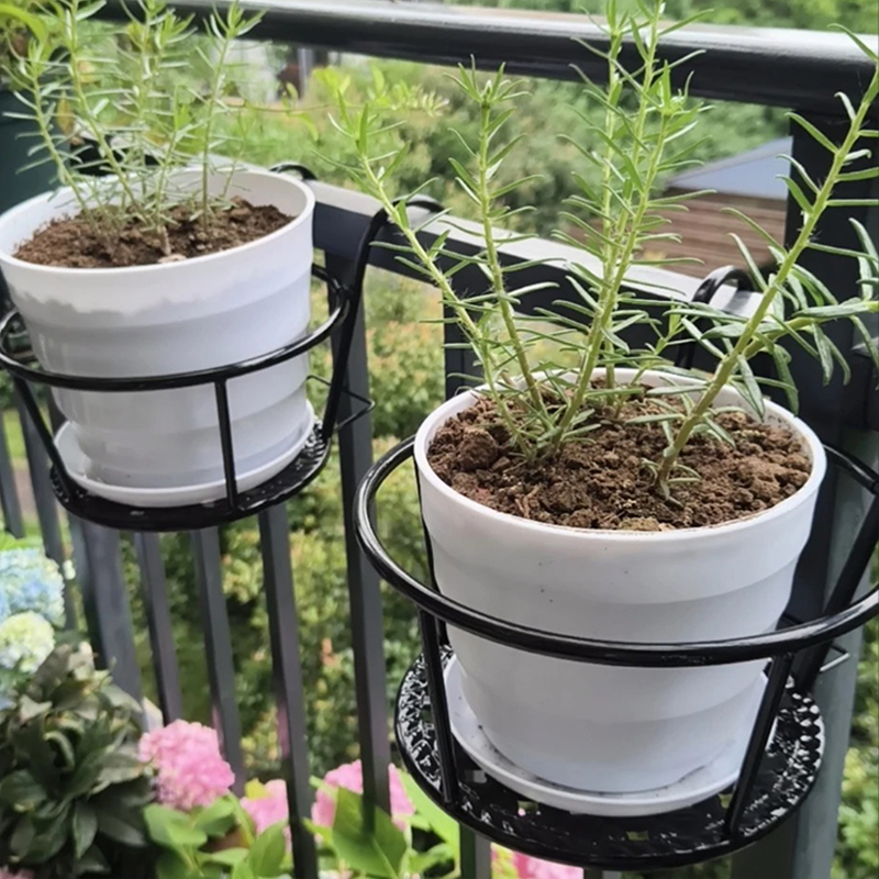 花架阳台悬挂式铁艺花篮栏杆护栏窗台绿萝吊兰花盆架家用置物挂架