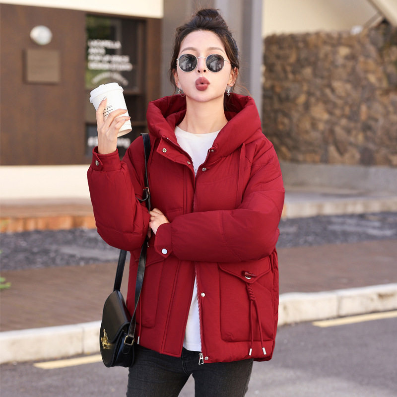 冬季新款羽绒棉衣女短款加厚棉服外套连帽修身显瘦大口袋棉袄潮流