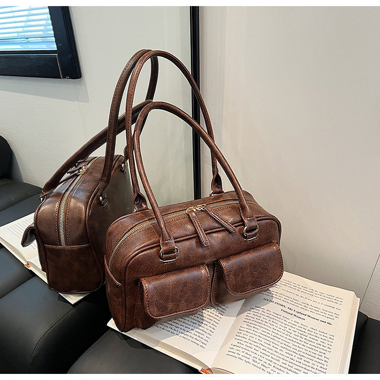 外贸高级感复古大容量单肩包女2024新款休闲百搭通勤手提腋下包潮,箱包皮具/热销女包/男包,通用款女包,淘宝优惠券,粉丝福利购,淘宝优惠卷