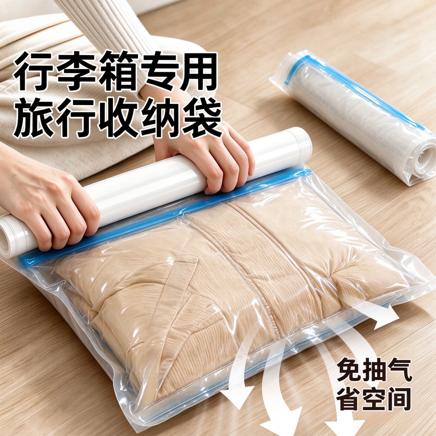旅行真空压缩袋行李箱用手卷便携衣物衣服羽绒服收纳袋家用整理袋