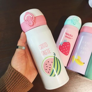 保溫杯女生高顏值大容量2024新款 優(yōu)質(zhì)不銹鋼吸管學生可愛上學水杯