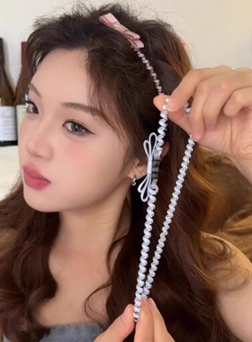 一款四戴！可做chocker！夏季甜妹电话线发绳发箍氛围感发圈发带