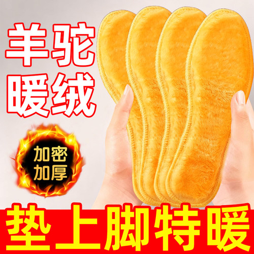 冬季加绒加厚黄金绒棉鞋垫子保暖防冻脚透气吸汗男女加绒发热防臭