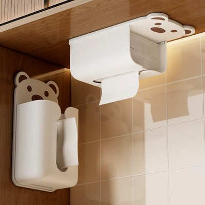纸巾盒免打孔壁挂式卡通抽纸盒放洗脸巾收纳盒厕所挂墙厨房悬挂盒