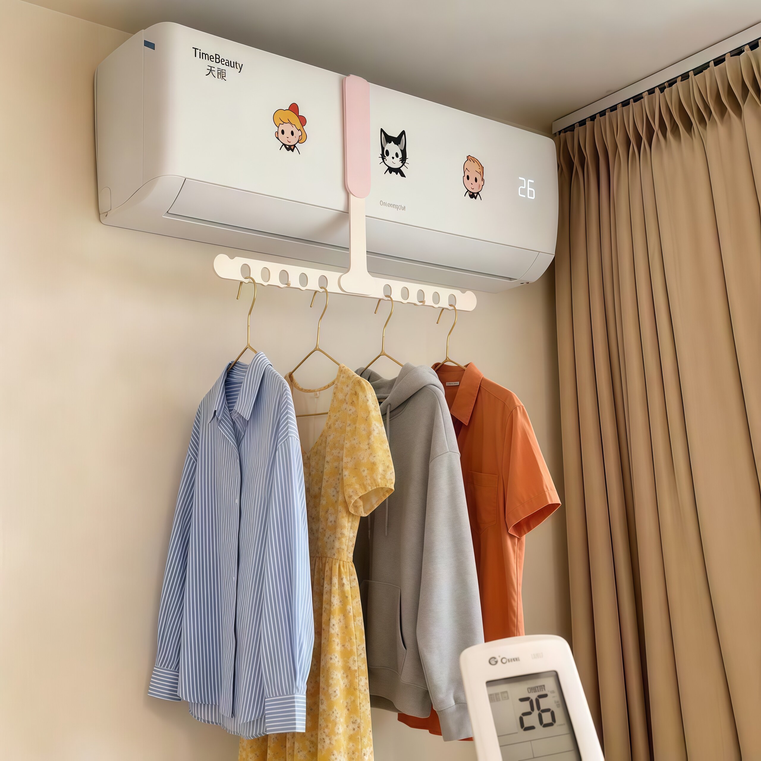 空调晾晒衣架神器旅行折叠衣架多功能便携式旅游室内挂衣服架酒店