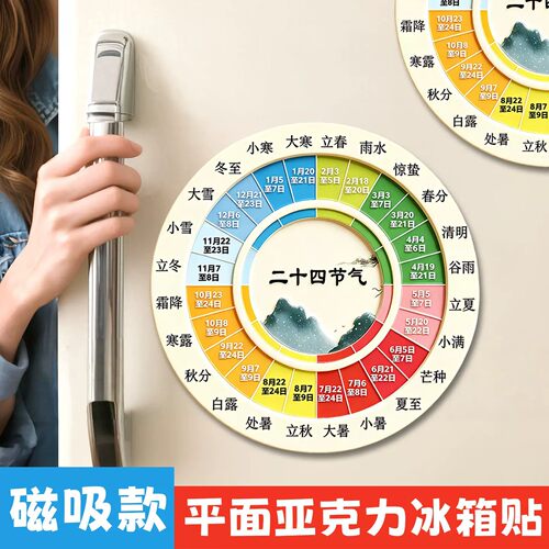 二十四节气磁吸冰箱贴国风文创亚克力四季家居国潮创意装饰品