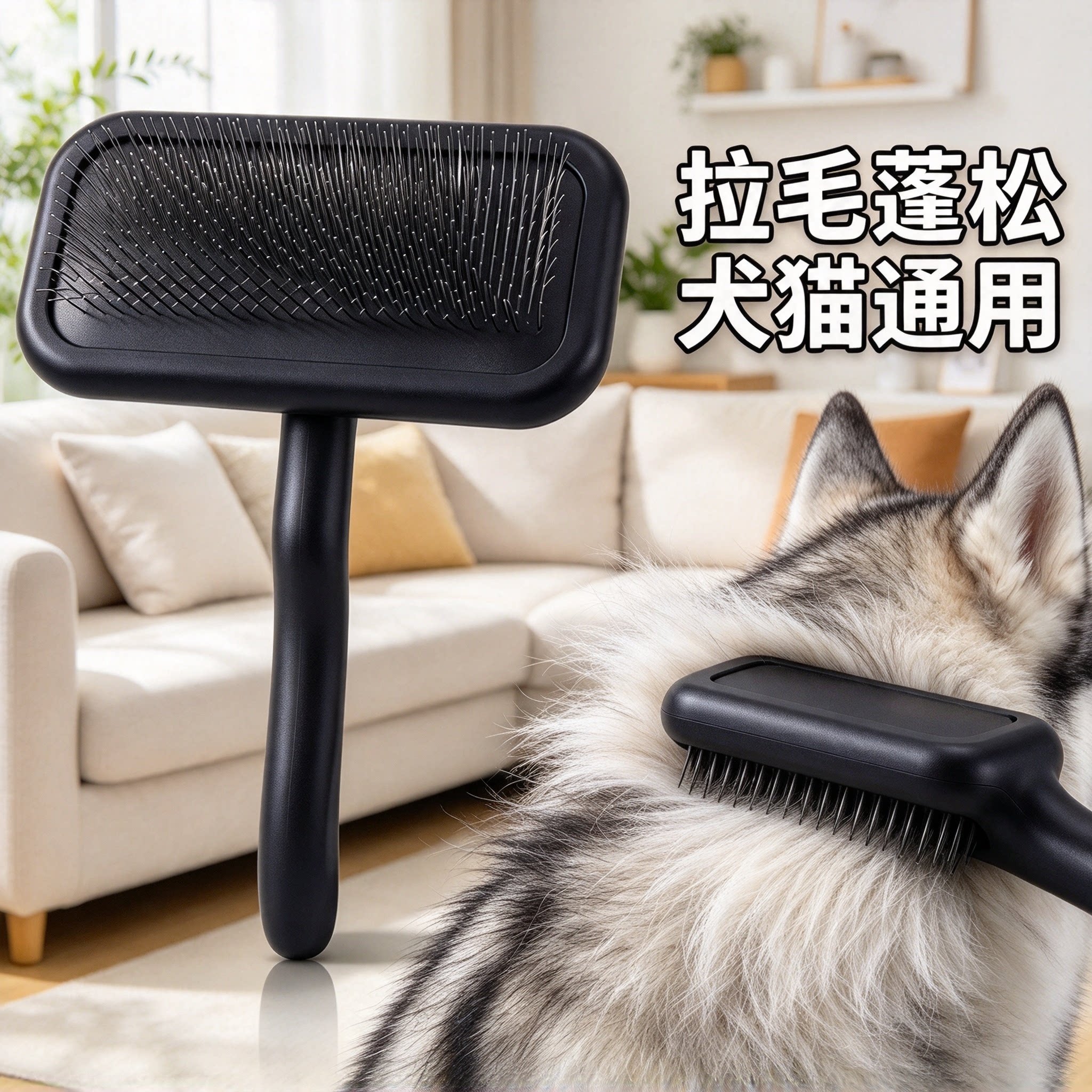 宠物拉毛针梳狗猫咪开结气垫