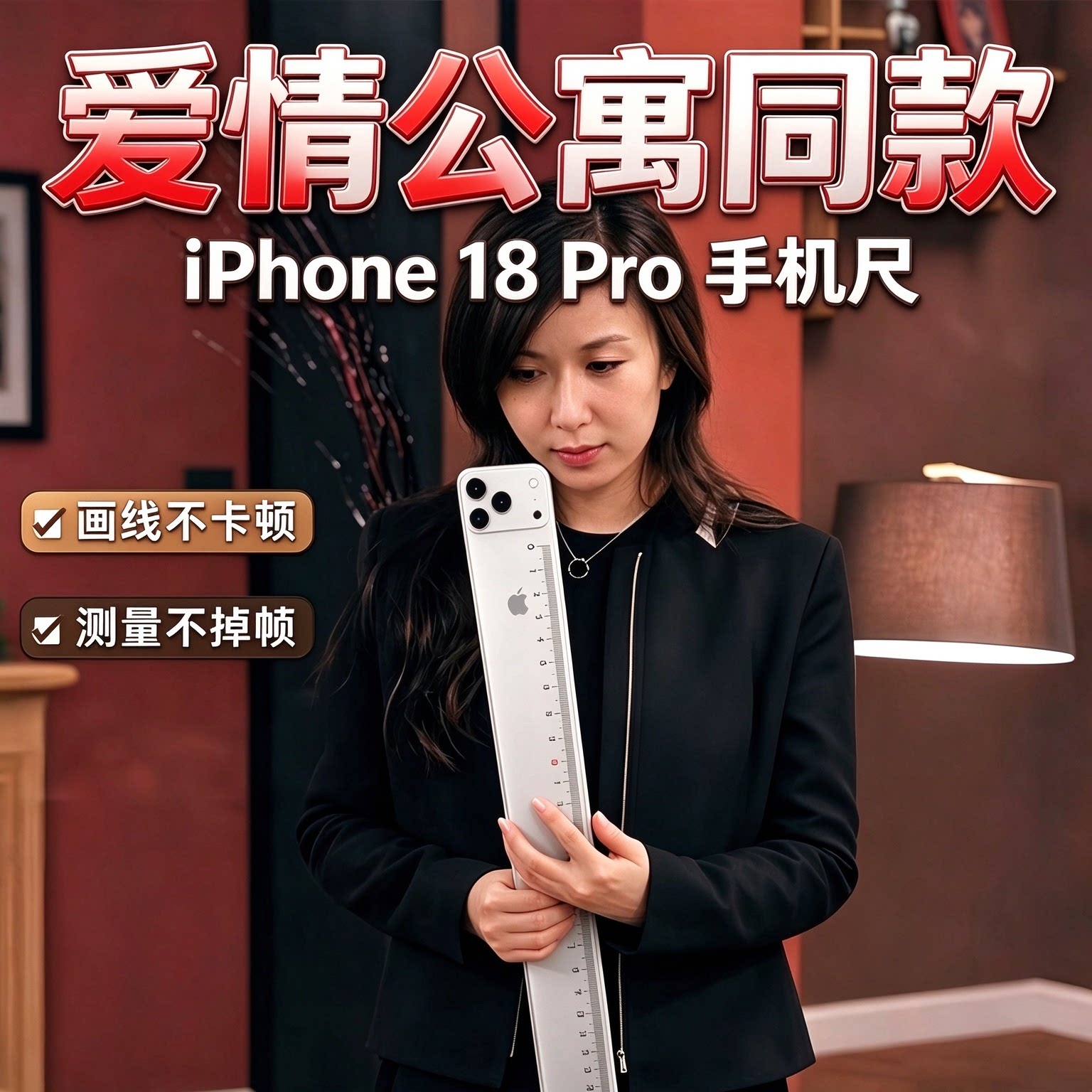 爱情公寓超长iPhone18pro直尺学生测量尺子画直线创意文具绘图