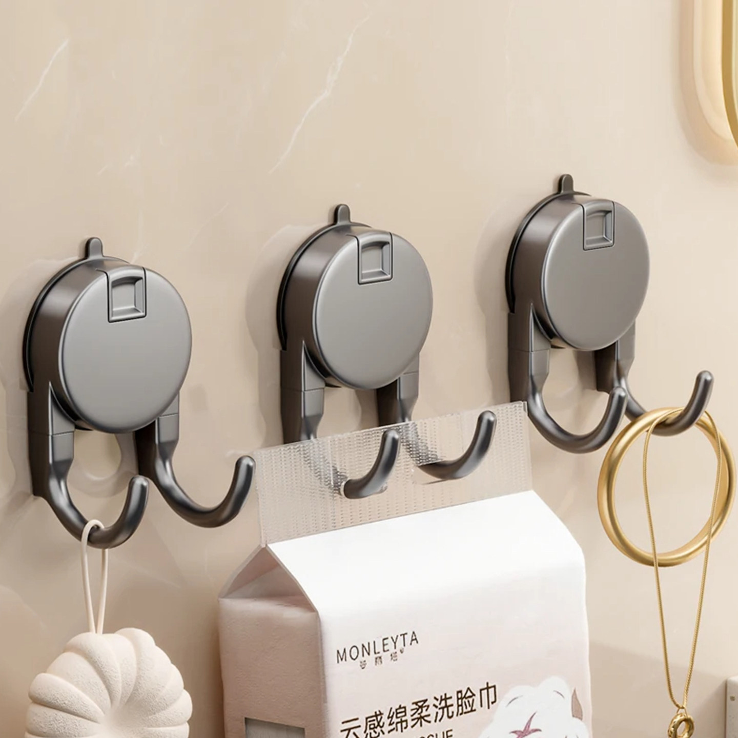 吸盘纸巾双挂钩悬挂式