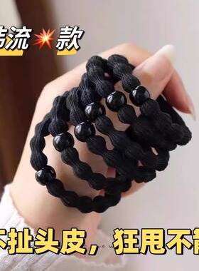 发圈头绳扎头发橡皮筋豆豆黑色高马尾简约气质女高弹力耐用套头饰