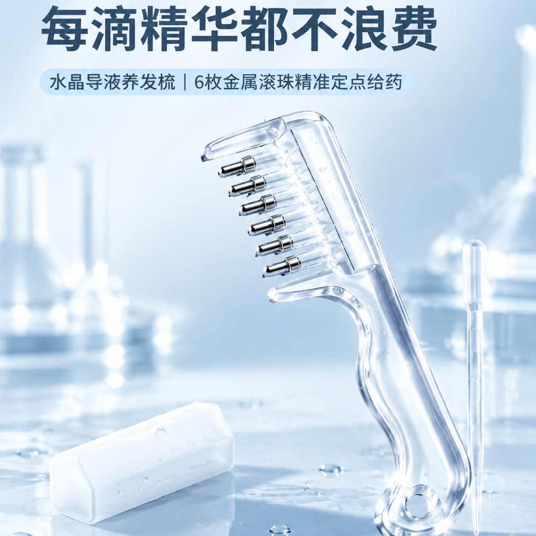 水晶导液按摩梳均匀出液生发